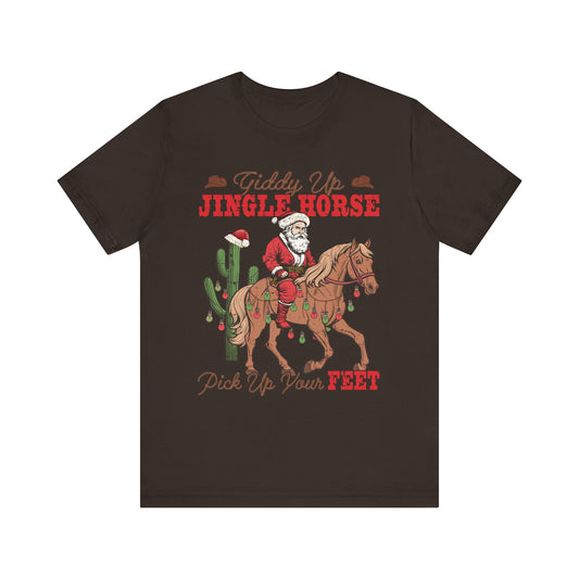 Giddy Up Jingle Horse Shirt – Retro Howdy Christmas Western Cowboy Holiday Tee