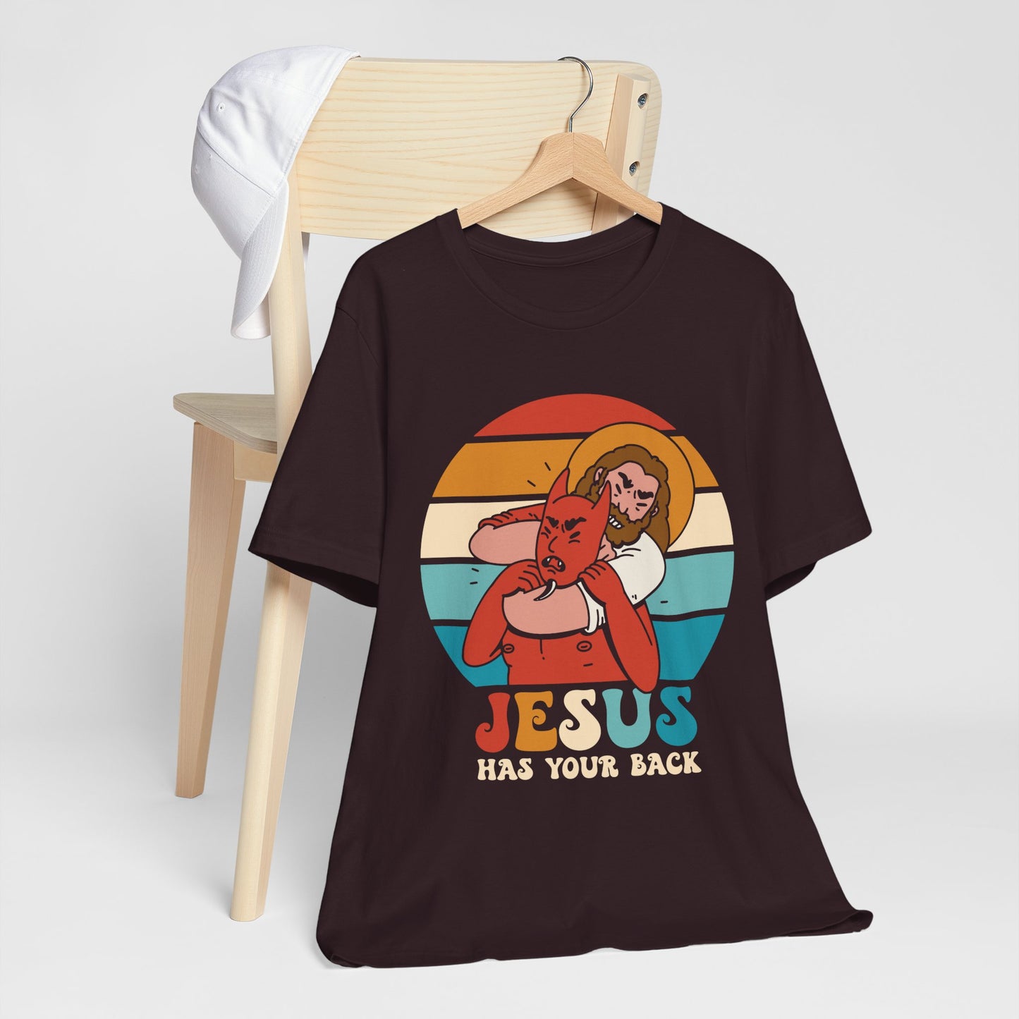 Hey Devil Jesus Has Your Back T-Shirt, Funny Christian Retro Halloween Tee