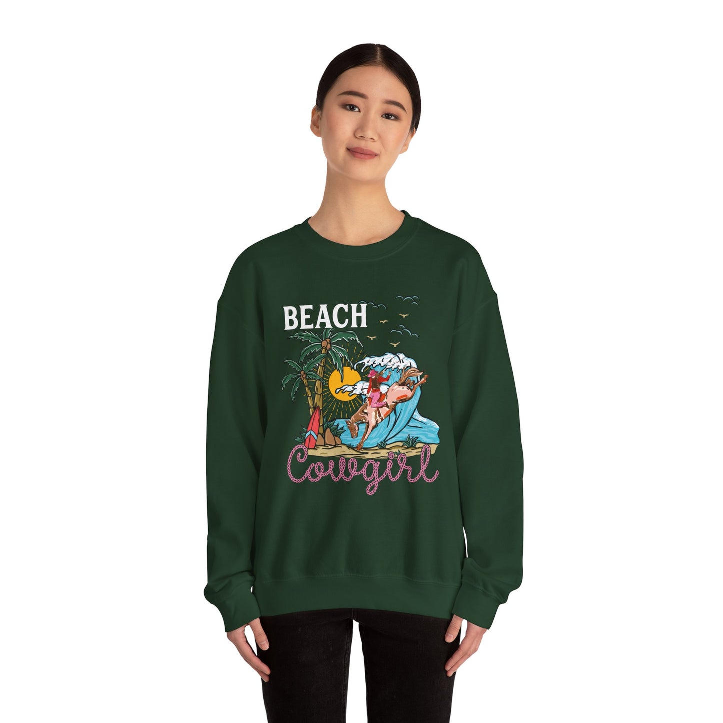 Beach Cowgirl Sweatshirt – Tropical Palm Tree Western Rodeo Texas Pullover