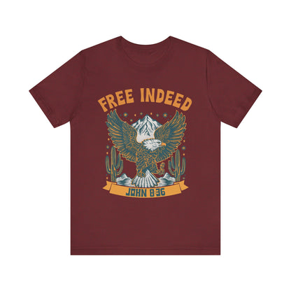 Free Indeed Shirt – Vintage John 8:36 Christian Eagle Bible Prayer Tee
