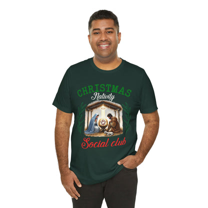 Christmas Nativity Social Club Shirt – Christian Nativity Scene Holiday Tee