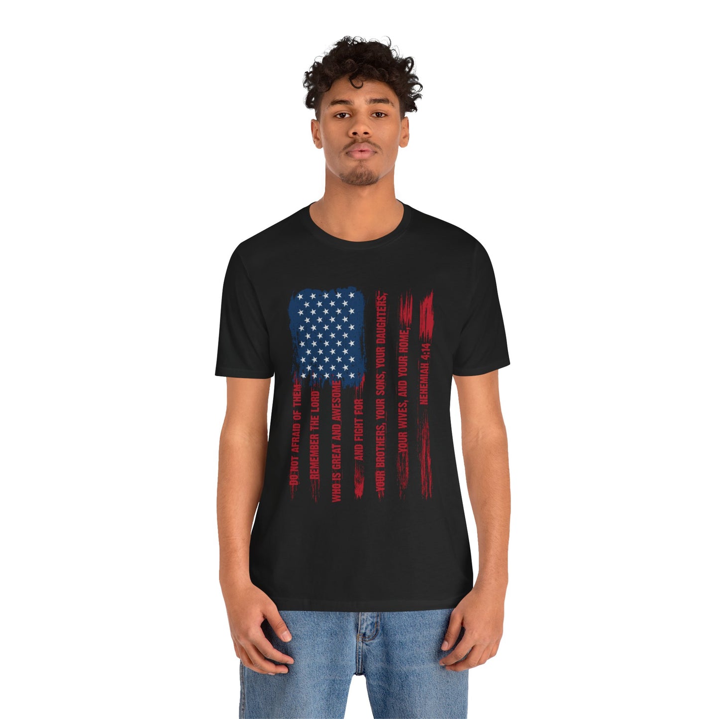 Legacy Dads Shirt – USA Flag Nehemiah 4:14 Christian Men’s Faith Tee