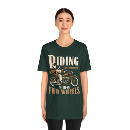 Riding With the Savior Shirt – Christian Biker Motorcycle Faith Graphic Tee