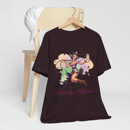 Howdy Witches Cowgirl Halloween Rodeo Western Black Cat T-Shirt