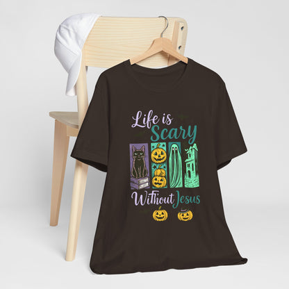 Life Is Scary Without Jesus Shirt – Christian Retro Halloween Faith Tee