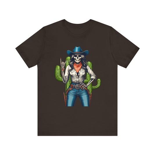 Howdy Skull Cowgirl Shirt – Skeleton Rock Hand Western Rodeo Texas Tee