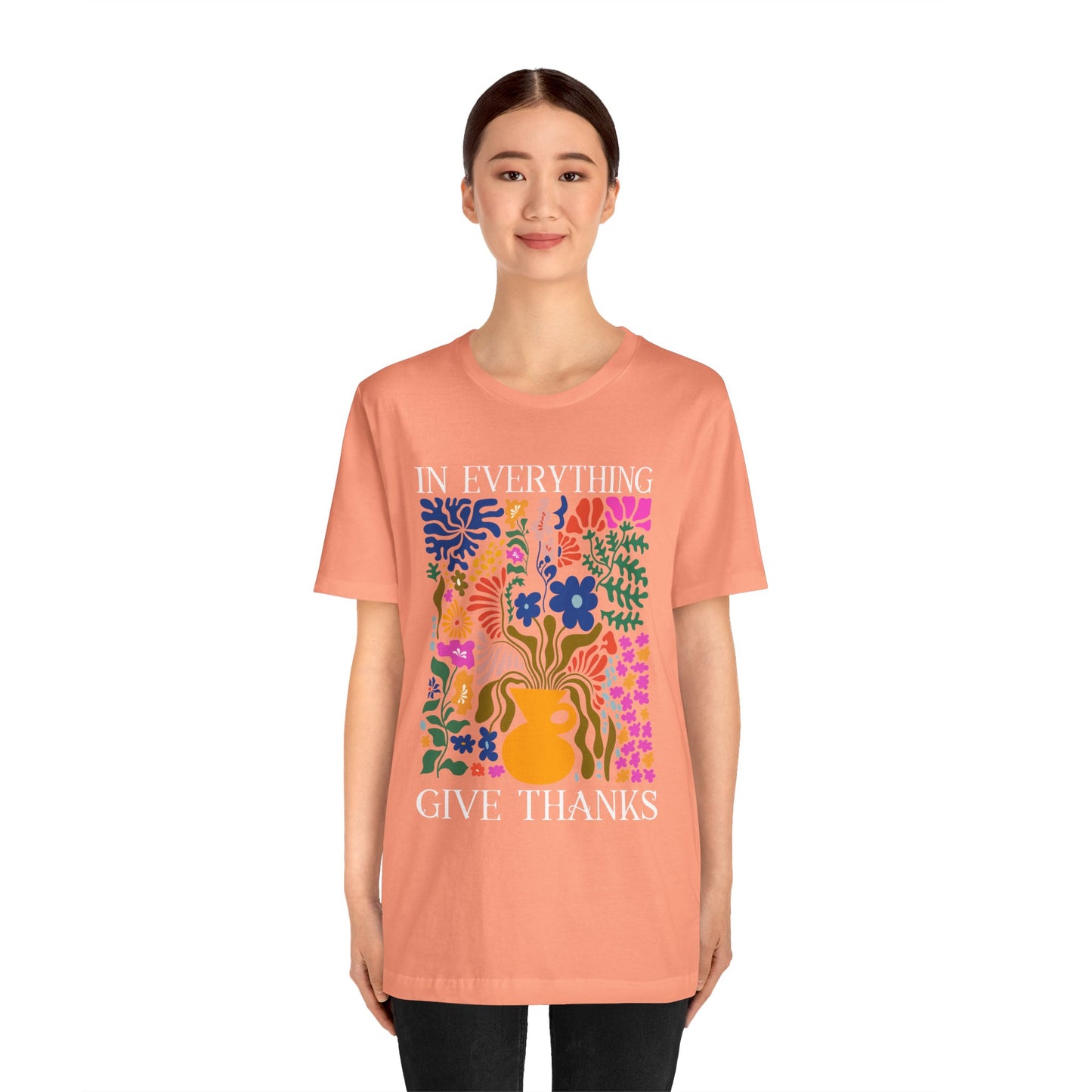In Everything Give Thanks Shirt – Christian Boho Floral 1 Thessalonians 5:18 Tee