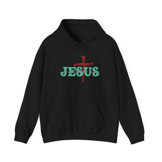 The Way Truth Life Christ Jesus Cross Nails Christian Bible Hoodie