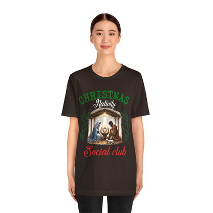 Christmas Nativity Social Club Shirt – Christian Nativity Scene Faith Holiday Tee