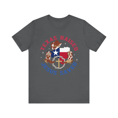 Southern Jesus Saved Shirt – Texas Raised Cowboy Christian Western Tee
