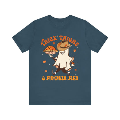 Thick Thighs Pumpkin Pies Shirt – Funny Howdy Ghost Western Halloween Tee