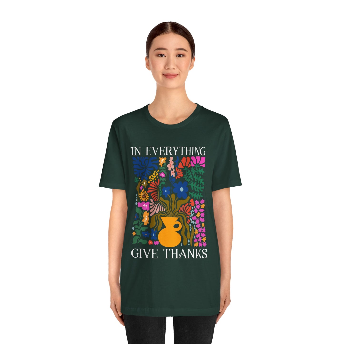 In Everything Give Thanks Shirt – Christian Boho Floral 1 Thessalonians 5:18 Tee