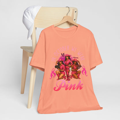 In October We Wear Pink Shirt – Western Cowgirl Breast Cancer Awareness Tee