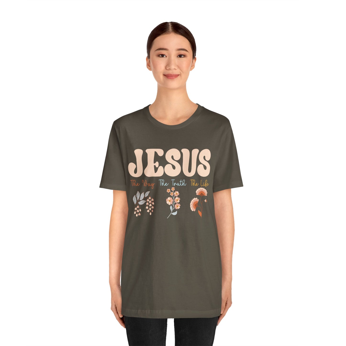 Jesus The Way The Truth The Life Shirt – Groovy Floral John 14:6 Christian Tee