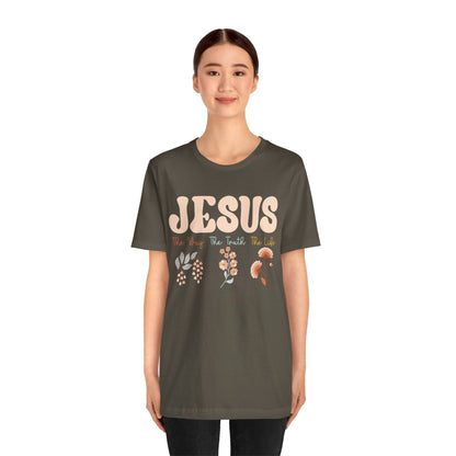 Jesus The Way The Truth The Life Shirt – Groovy Floral John 14:6 Christian Tee