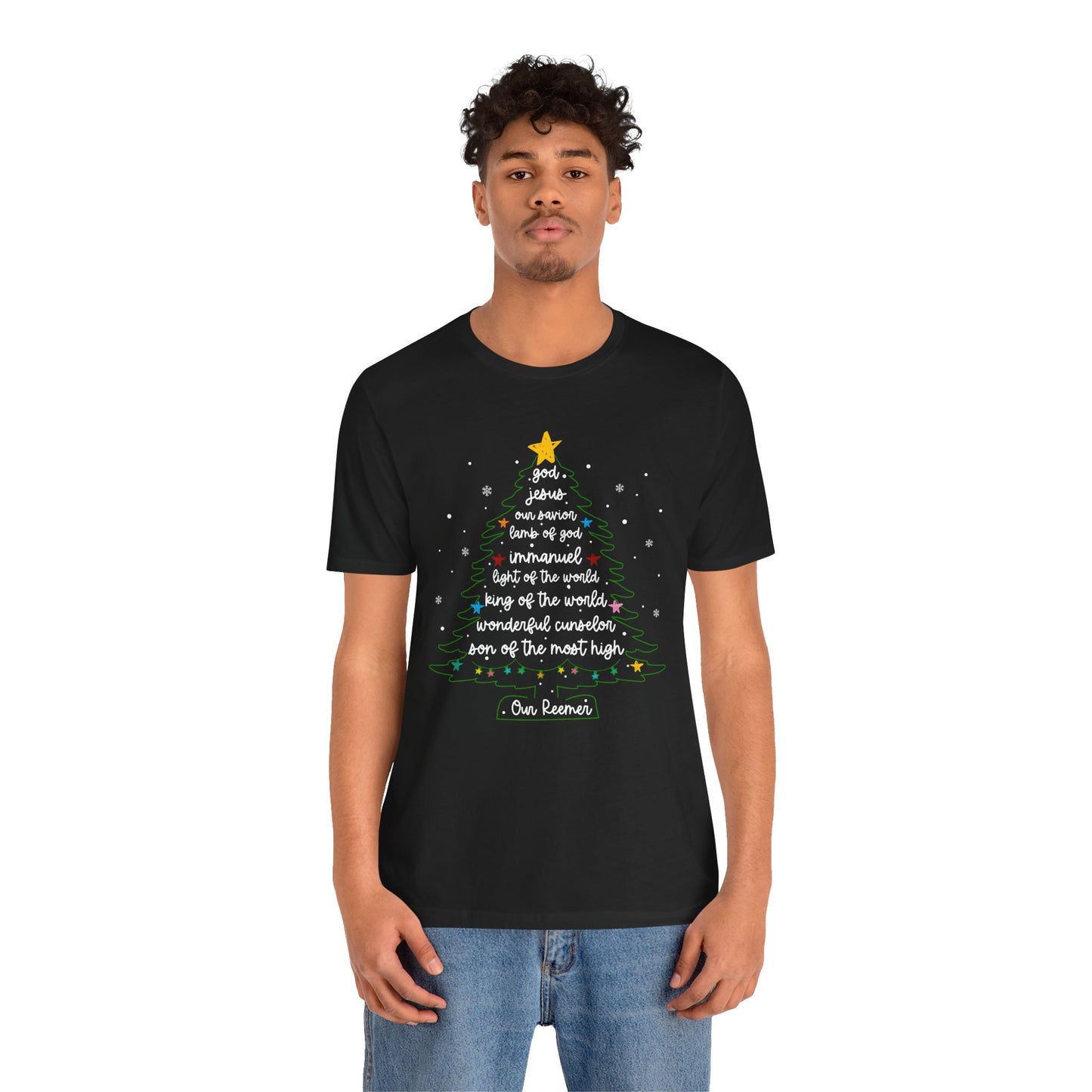 Christian Christmas Tree Sayings Shirt – God Jesus Savior Faith Holiday Tee