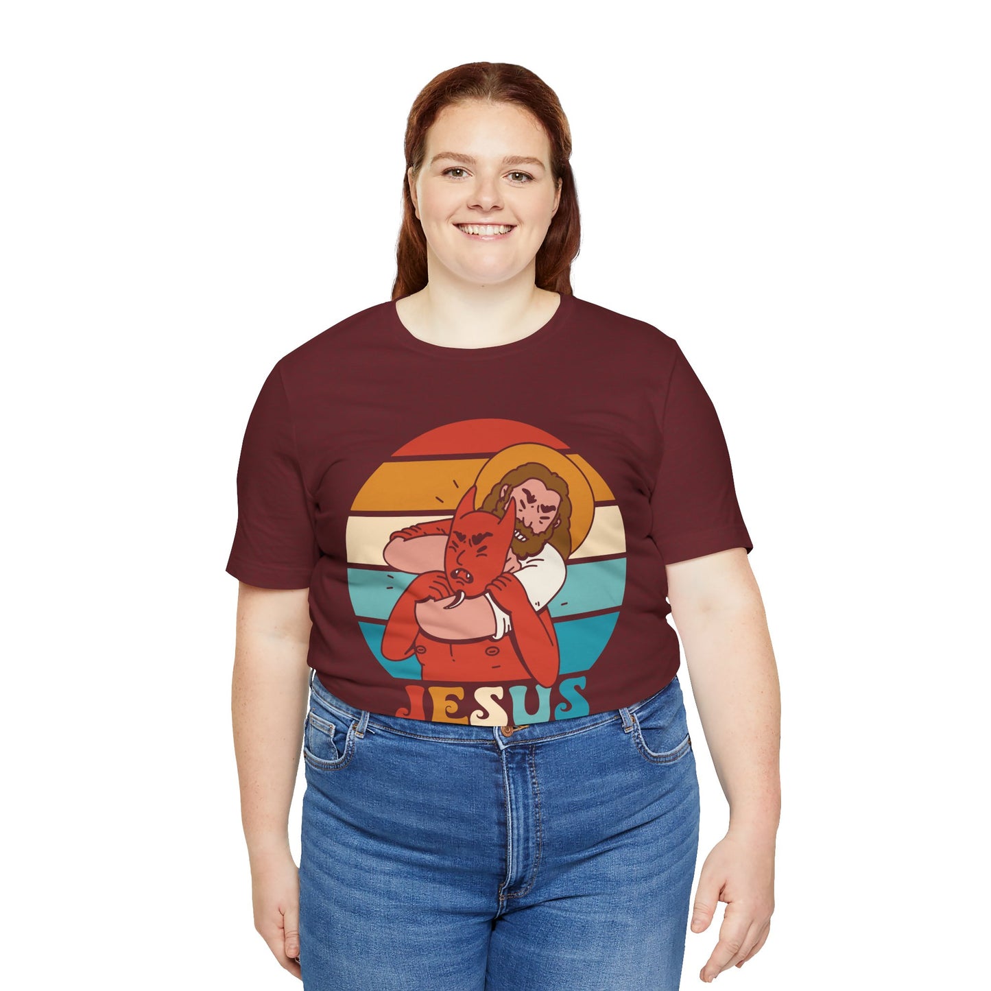 Hey Devil Jesus Has Your Back T-Shirt, Funny Christian Retro Halloween Tee