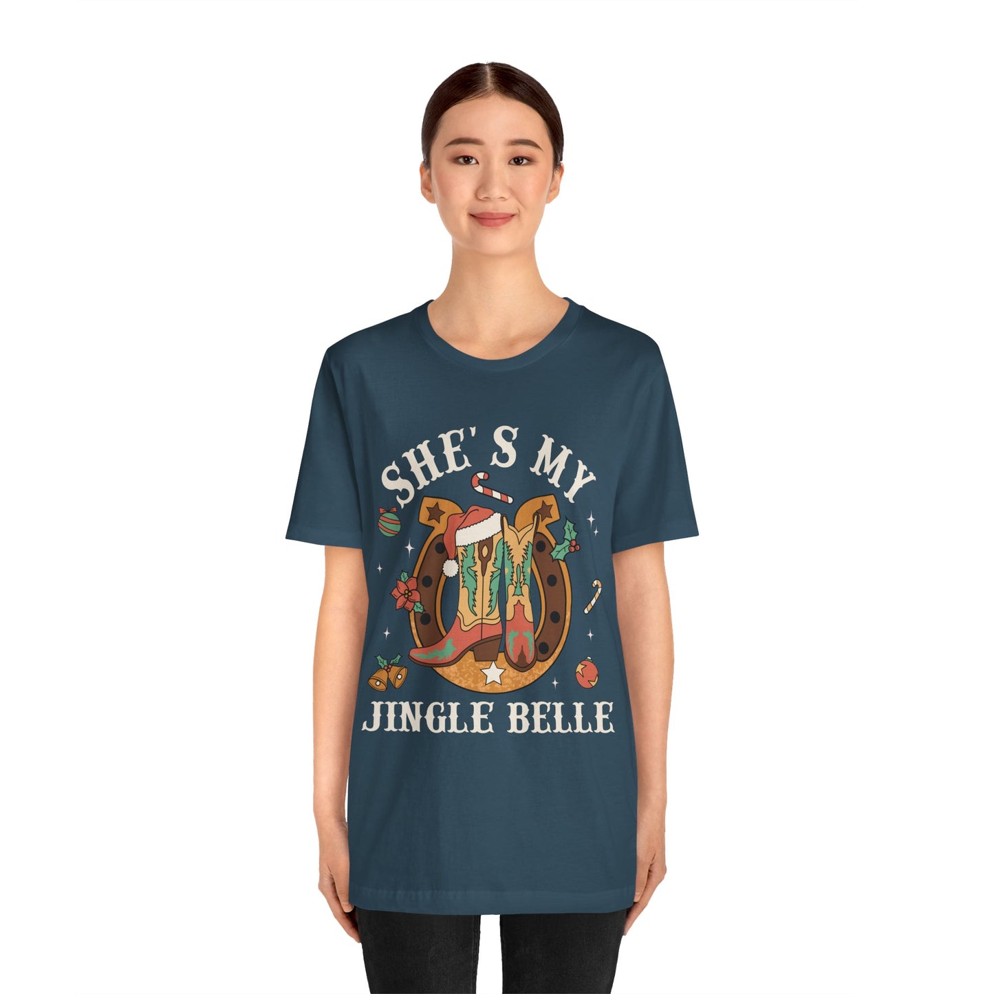She’s My Jingle Bell Shirt – Cute Western Cowboy Cowgirl Matching Christmas Tee