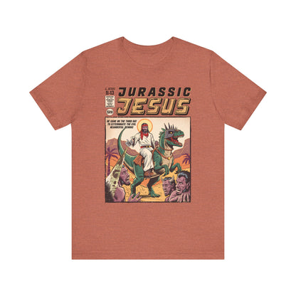 Jurassic Jesus Shirt – Dino-Riding Savior Comic Book Christian Tee