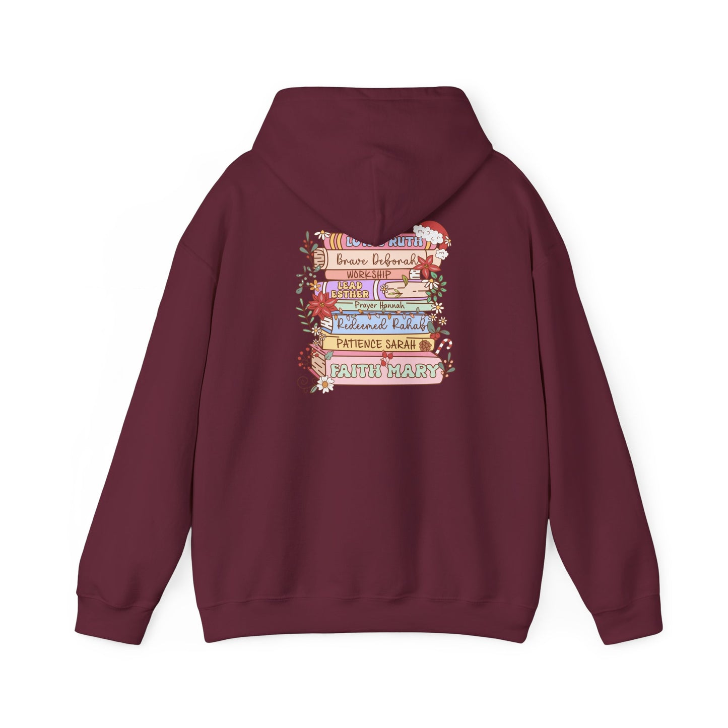 Christmas Bible Verse Hoodie – Christian Faith Jesus Book & Flowers Holiday Pullover