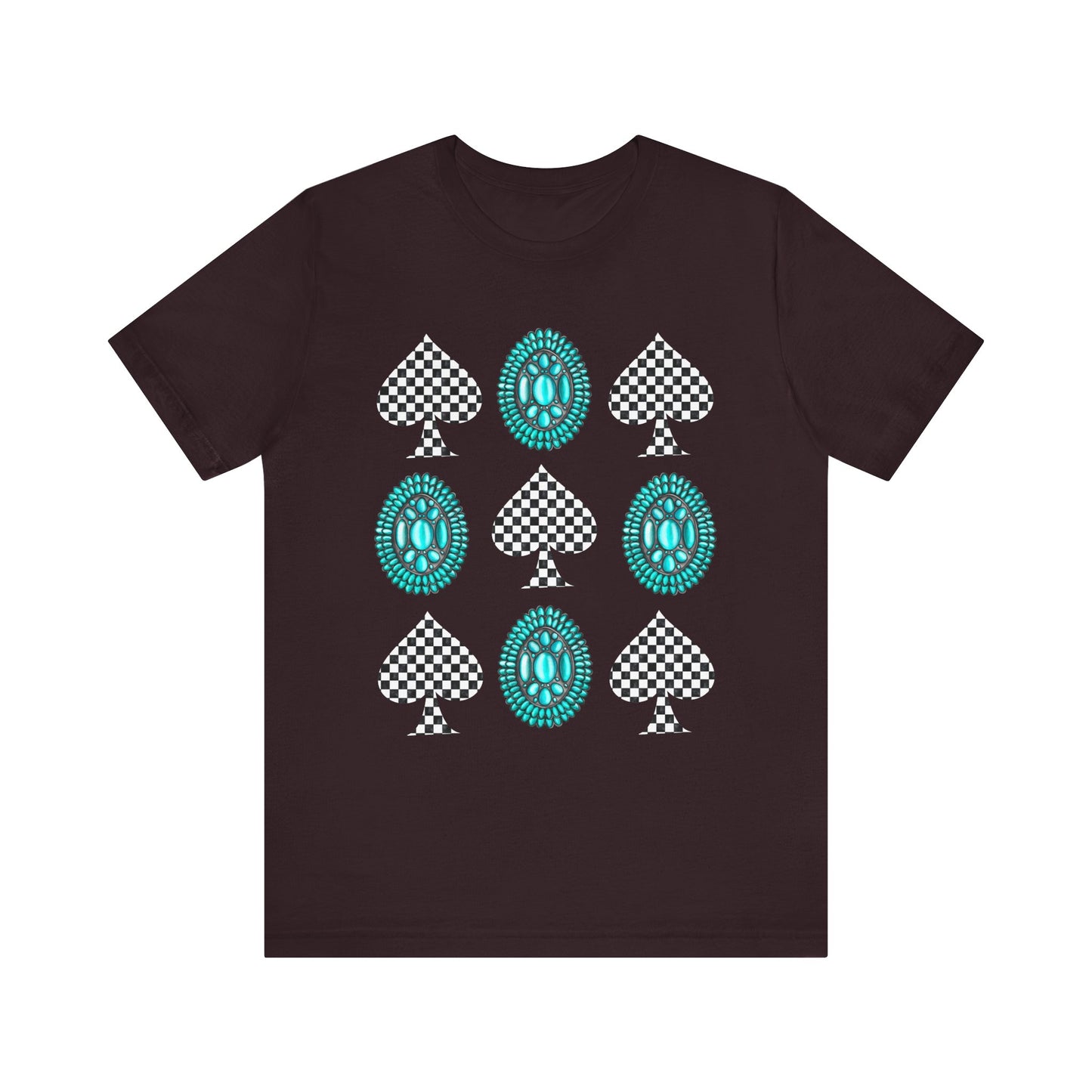 Western Turquoise Stone Shirt – Gemstone Playing Card Texas Rodeo Tee