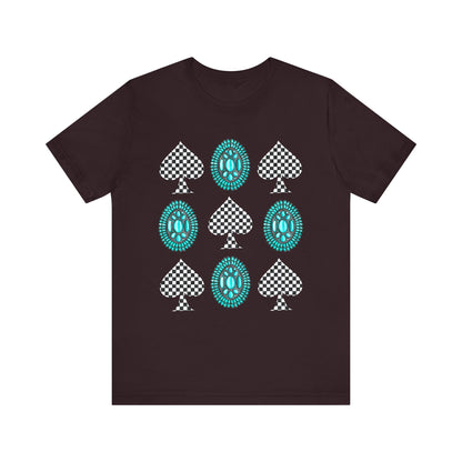 Western Turquoise Stone Shirt – Gemstone Playing Card Texas Rodeo Tee