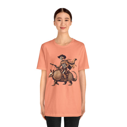 Cowboy Skeleton Riding Armadillo Shirt – Howdy Western Texas Rodeo Tee