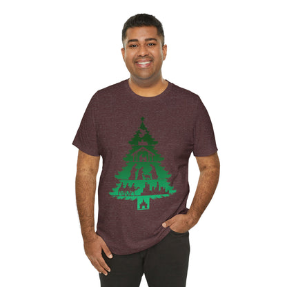 Nativity Christmas Tree Shirt – Christian Faith Holiday Pajama Top Tee