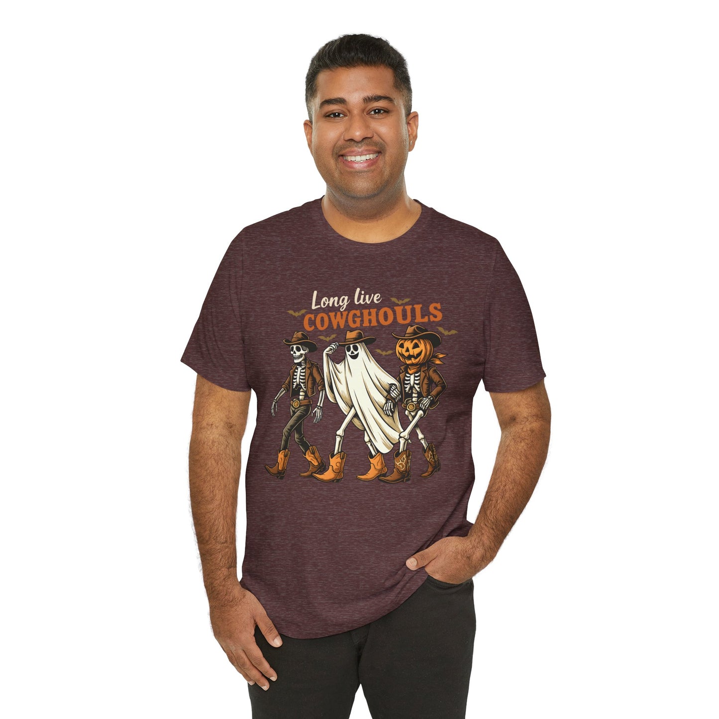 Long Live Cowghouls Shirt Western Halloween Skeleton Ghost Pumpkin Tee, Spooky Cowgirl Fall Outfit