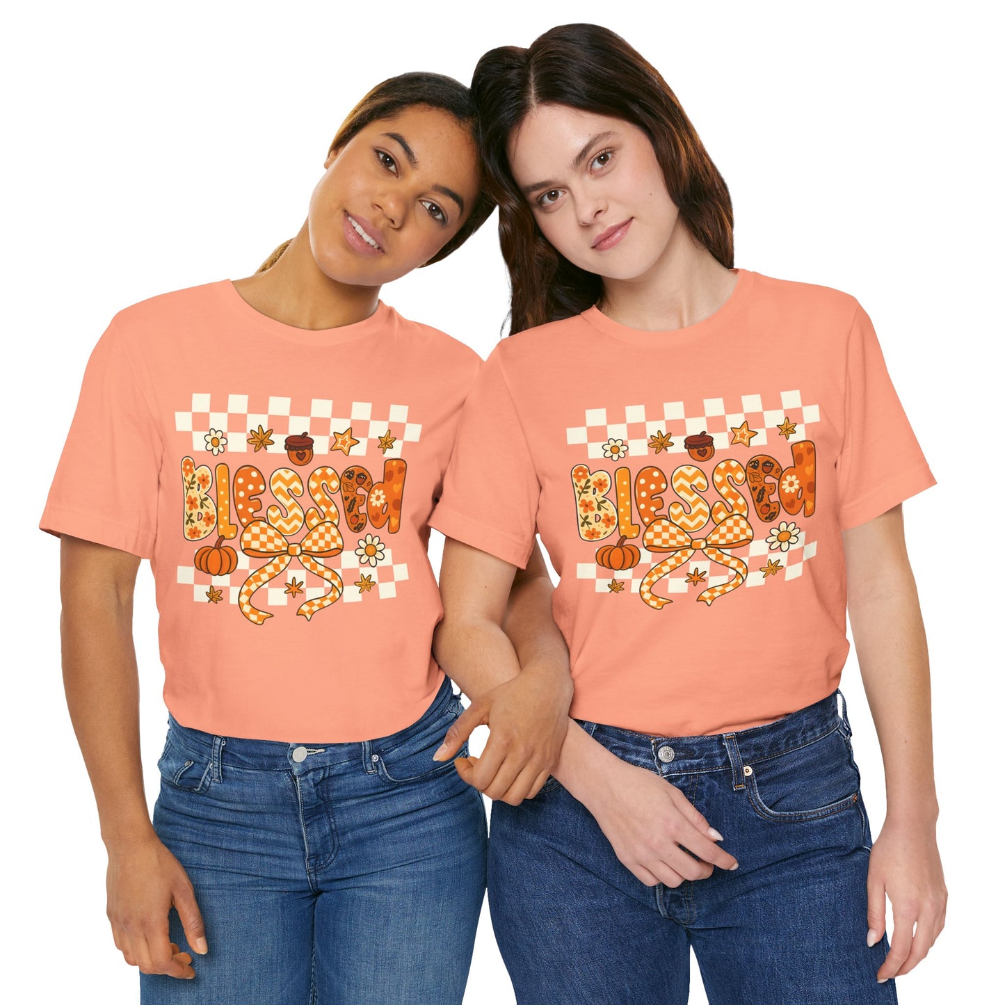 Blessed Checkerboard Pumpkin Shirt – Christian Thankful Fall Thanksgiving Tee