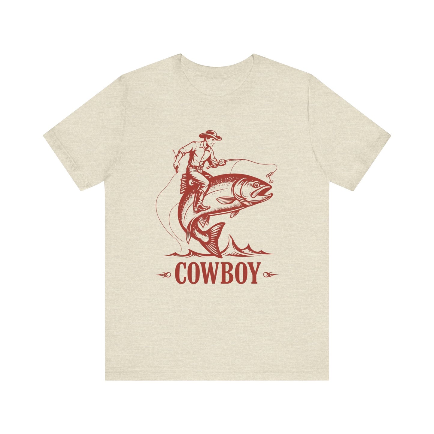 Cowboy Riding a Giant Fish Shirt – Vintage Western Fishing Rodeo Tee