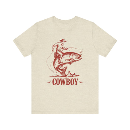 Cowboy Riding a Giant Fish Shirt – Vintage Western Fishing Rodeo Tee