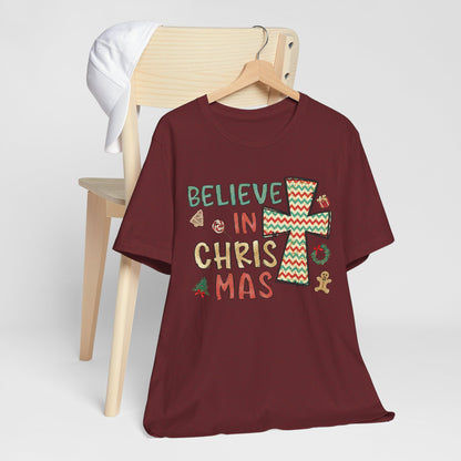 Believe in Christ-Mas Shirt – Retro Christian Jesus Vintage Holiday Faith Tee