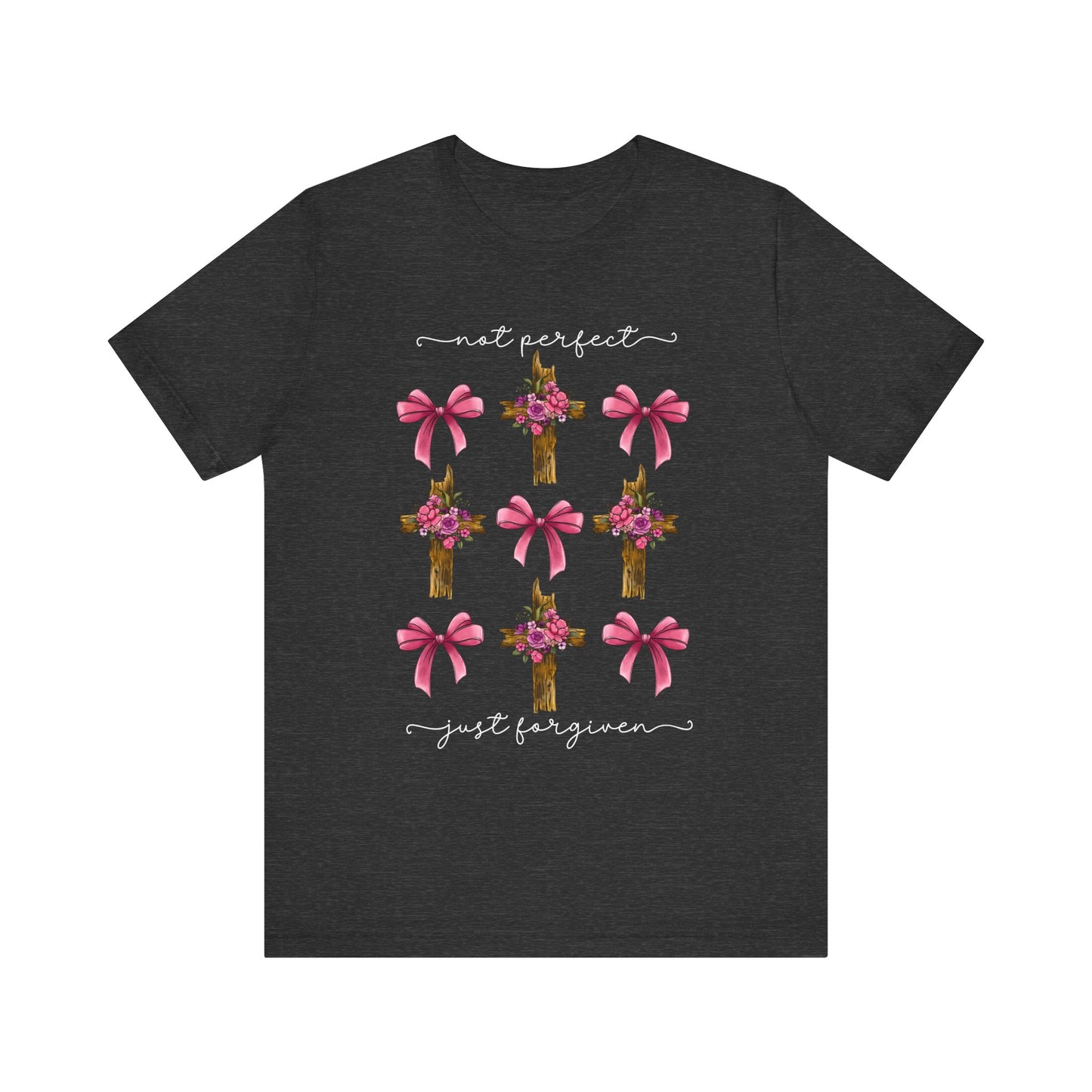 Not Perfect Just Given Shirt – Christian Coquette Bow Cross Faith Tee