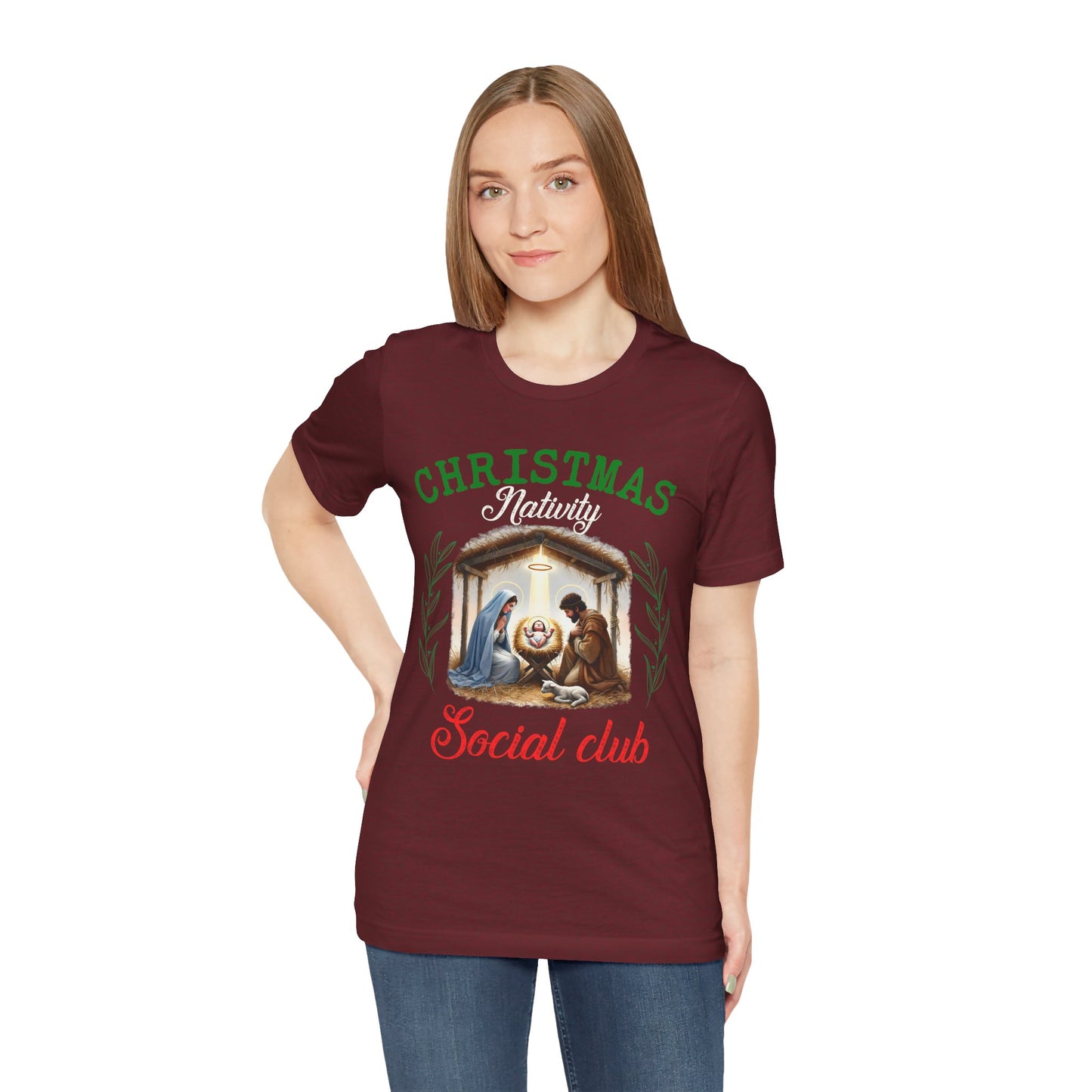 Christmas Nativity Social Club Shirt – Christian Nativity Scene Holiday Tee