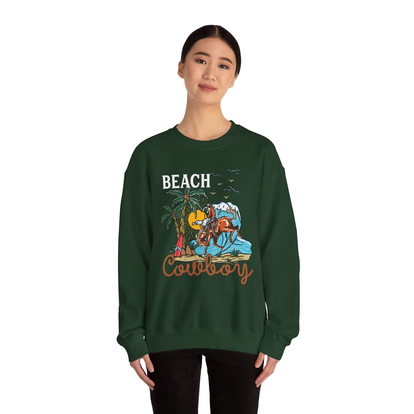 Beach Cowboy Sweatshirt – Tropical Palm Tree Western Rodeo Texas Pullover