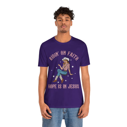 Ridin’ On Faith Shirt – Christian Cowgirl Rodeo Western Jesus Tee