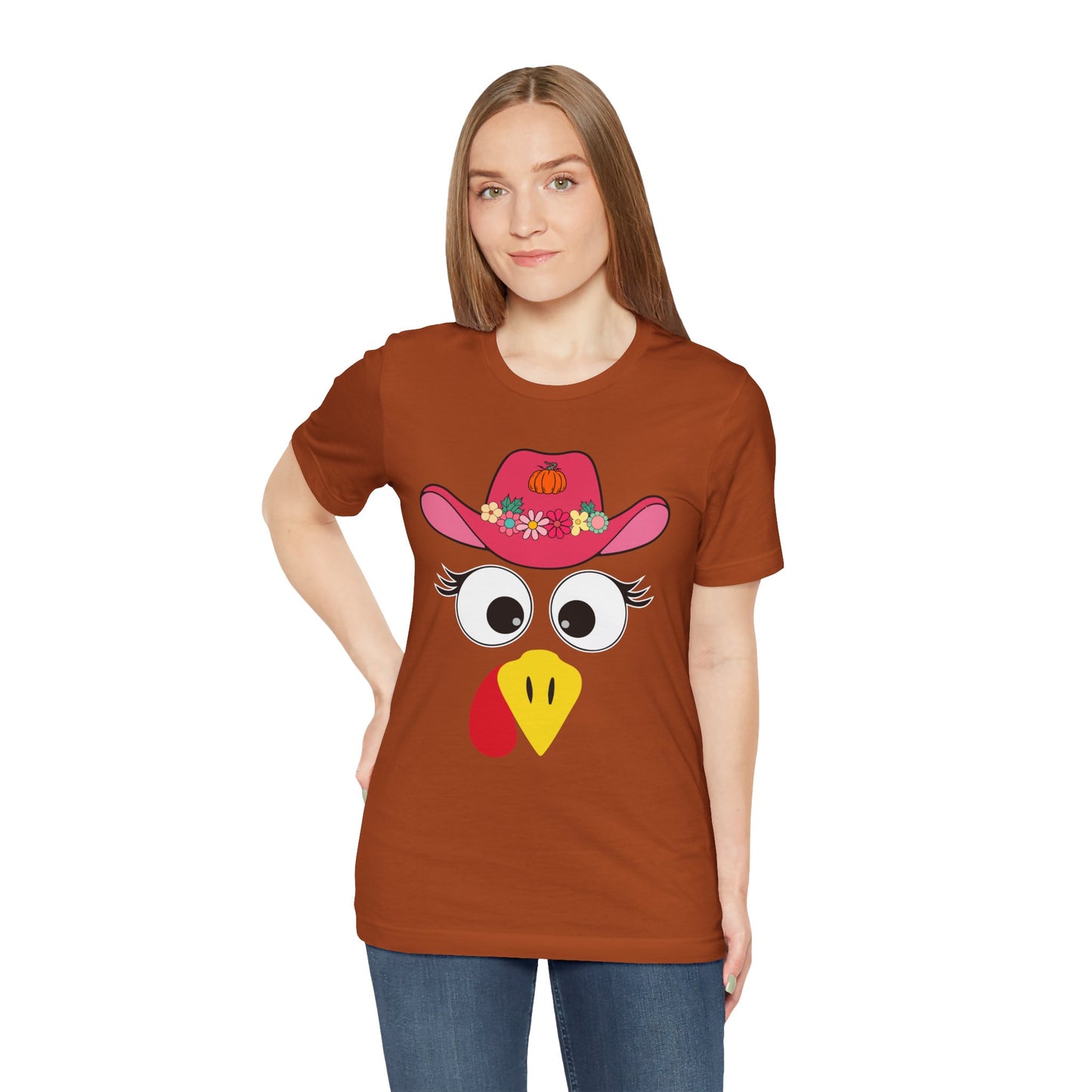 Thanksgiving Matching Couples Shirt Funny Turkey Face Cowboy Cowgirl Tee