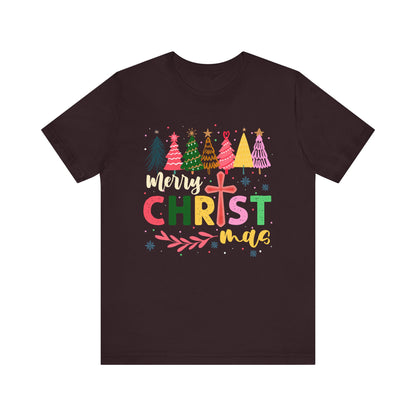 Retro Rustic Merry Christmas Shirt – Christian Cross Faith Holiday Tee