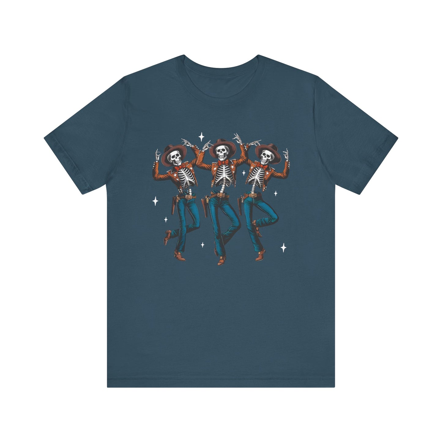 Halloween Western Dancing Skeletons Cowboy Creepy Country T-Shirt