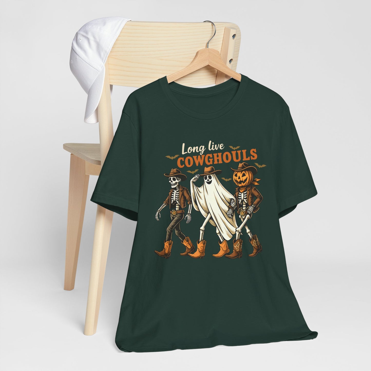 Long Live Cowghouls Shirt Western Halloween Skeleton Ghost Pumpkin Tee, Spooky Cowgirl Fall Outfit