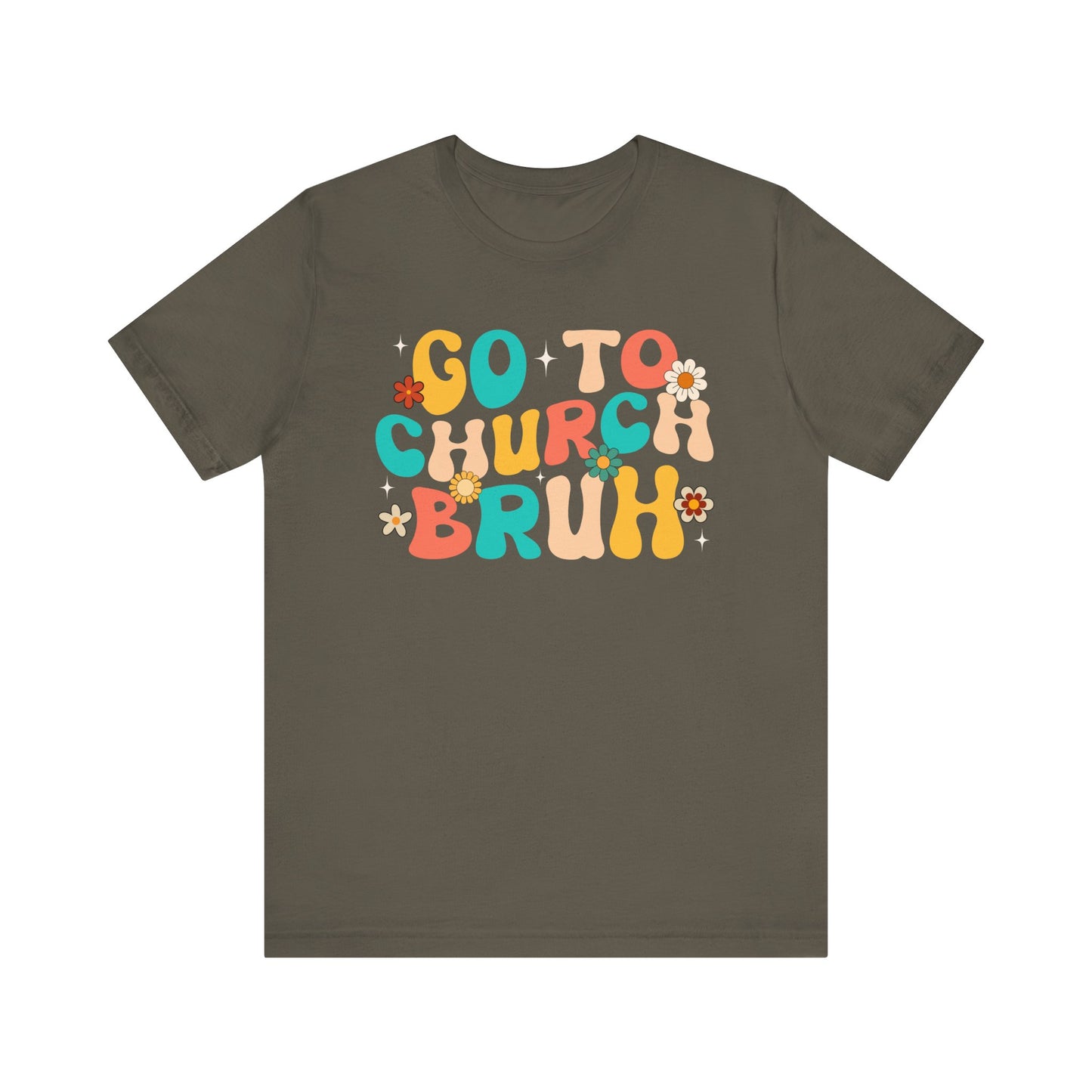 Go to Church Bruh Shirt – Funny Retro Groovy Christian Hippie Flower Faith Tee