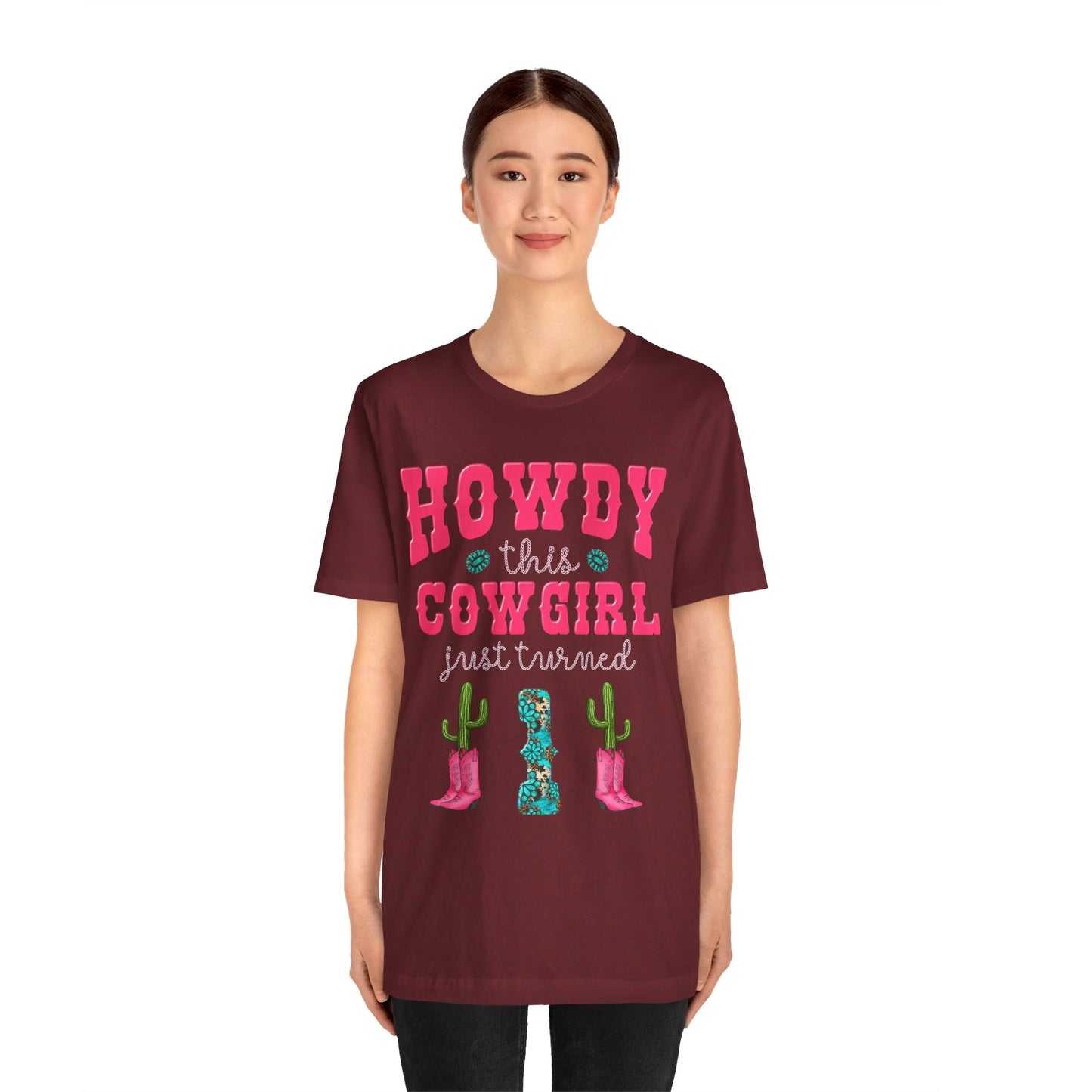 Howdy This Cowgirl Just Turned 1 Shirt – Western First Birthday Girl Rodeo Party Tee