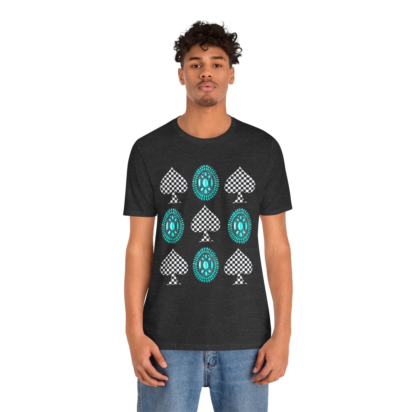 Western Turquoise Stone Shirt – Gemstone Playing Card Texas Rodeo Tee