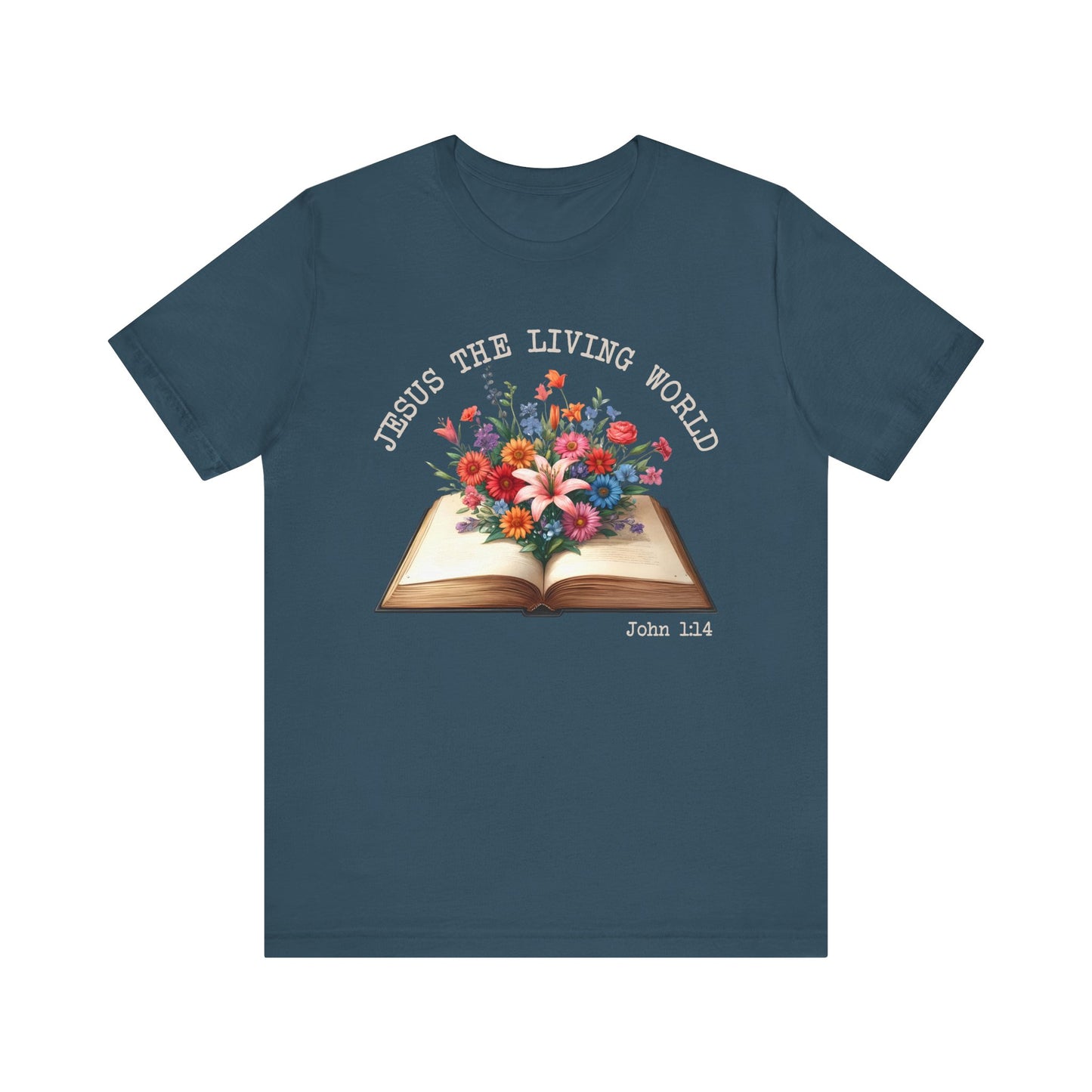 Jesus the Living Word Shirt – Christian Flower Bible Verse Book Lover Tee