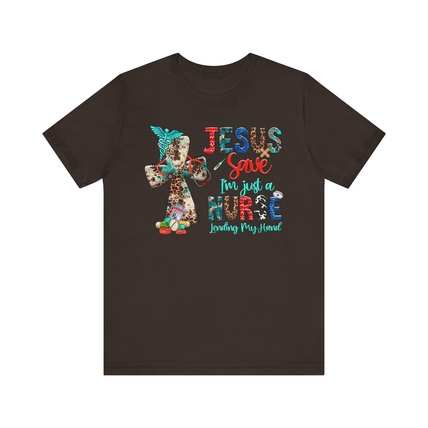Jesus Save I’m Just a Nurse Shirt – Christian Leopard Print Western Faith Nurse Tee