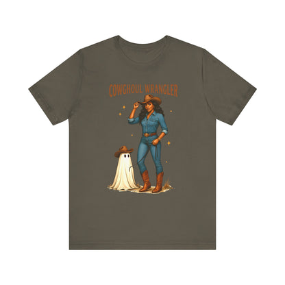 Cowghoul Wrangler Shirt Western Cowgirl Cowboy Ghost Halloween Tee, Spooky Rodeo Fall Outfit