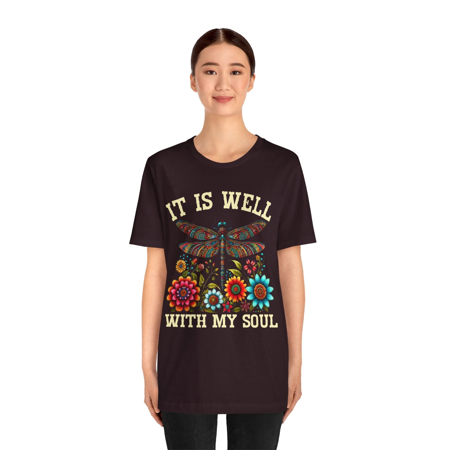 It Is Well With My Soul Shirt – Boho Dragonfly Floral Christian Hymn Faith Tee