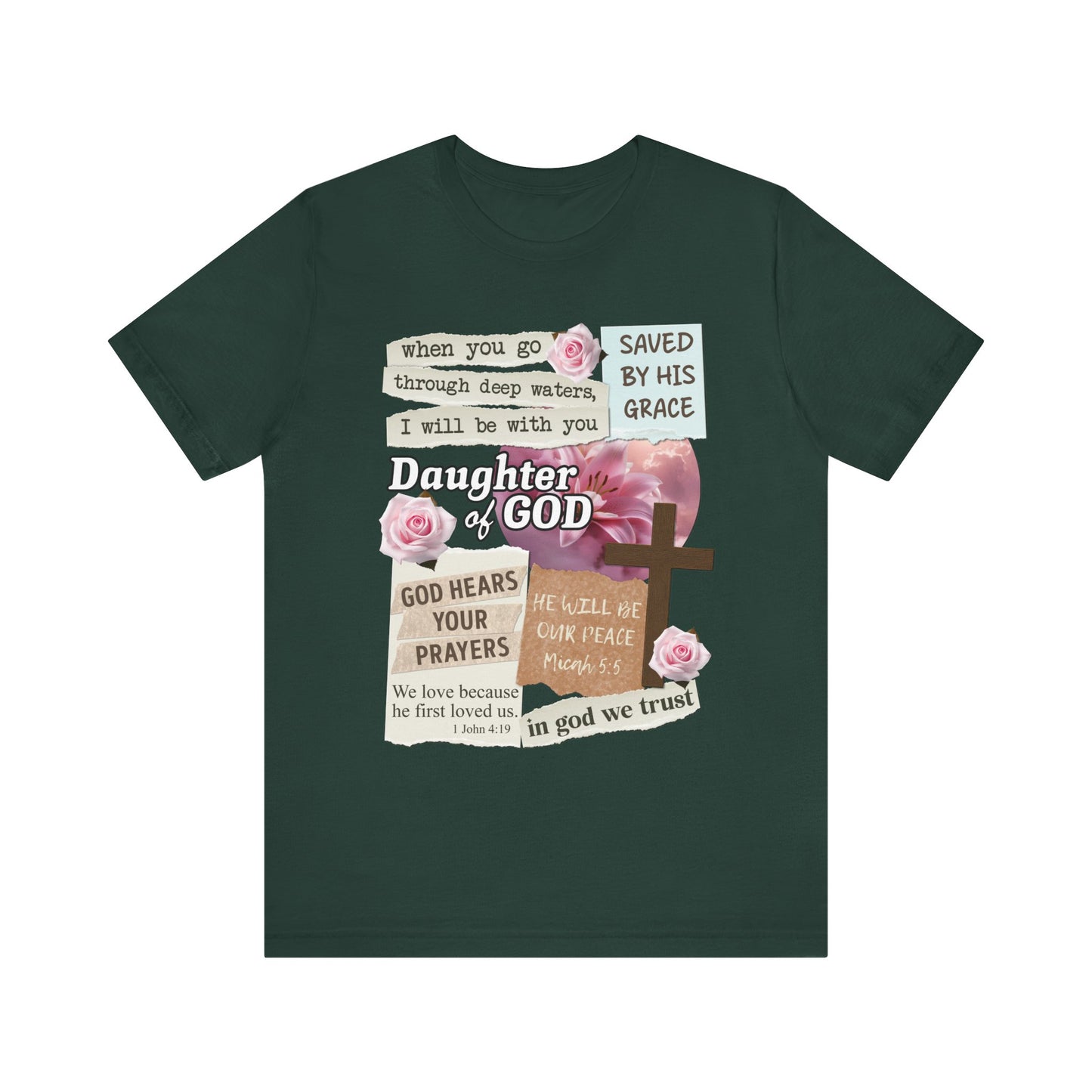 Daughter of God Shirt – Christian Floral Bible Verse Encouraging Faith Tee for Women