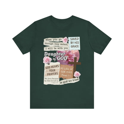 Daughter of God Shirt – Christian Floral Bible Verse Encouraging Faith Tee for Women